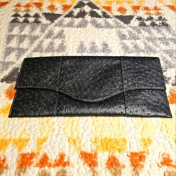Ostrich Print Clutch by Urban Expressions in Charcoal - Picture 1 of 5